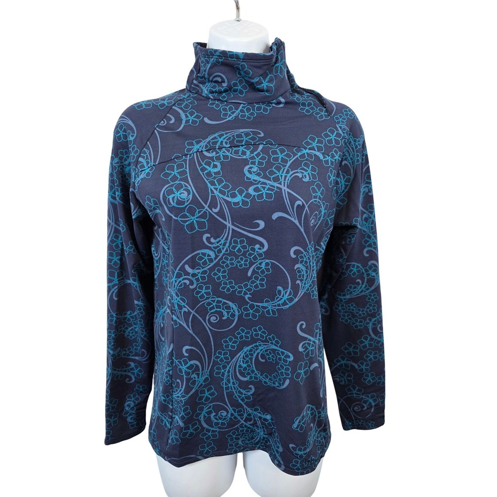 LL Bean Womens Long Sleeve Mock Neck Floral Print Performance Top Size S /B200